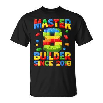 Master Builder 8Th Birthday 2018 8 Years Old Building Brick T-Shirt - Monsterry