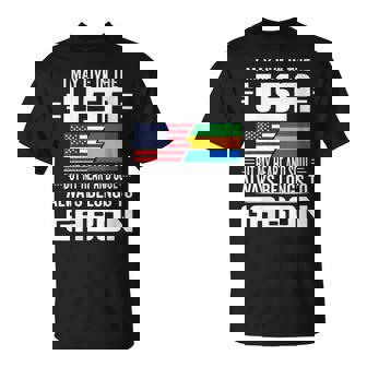 I May Live In USA But My Heart Always Belongs To Gabon T-Shirt | Mazezy