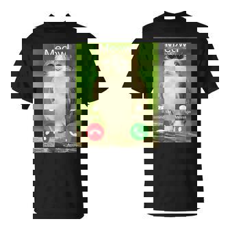 Meowl Is Calling Decline Accept Phone Call Cat Meme T-Shirt - Monsterry