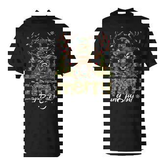 Merry And Bright Camo Deer Hunting Hunter Christmas T-Shirt | Mazezy