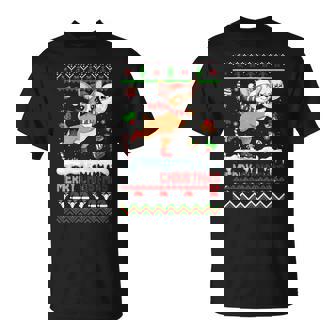 Merry Christmas Sweater Santa Chihuahua Ice Skating T-Shirt | Mazezy