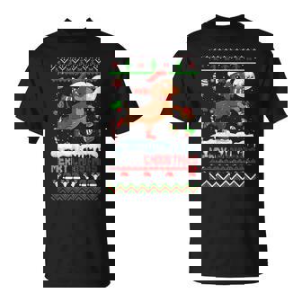 Merry Christmas Sweater Santa Dachshund Ice Skating T-Shirt | Mazezy