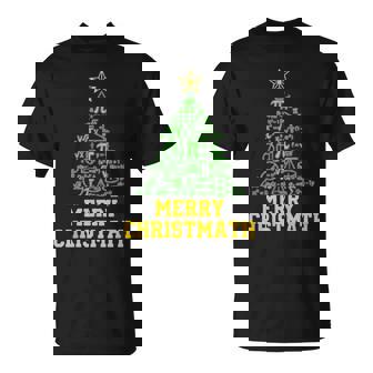Merry Christmath Math Tree Teacher Algebra Calculus Geometry T-Shirt | Mazezy