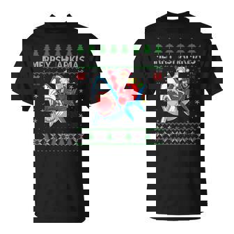 Merry Sharkmas Santa Claus Ride Shark Christmas Ugly Sweater T-Shirt | Mazezy