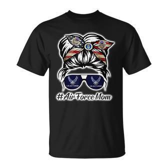 Messy Bun Air Force Mom Military Usaf Family Outfits T-Shirt - Thegiftio UK