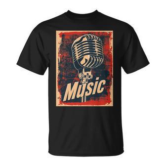 Micrófono Con Micrófono Cantante Cantanteintage Retro Cantante Manga Larga Camiseta unisex - Regaloses