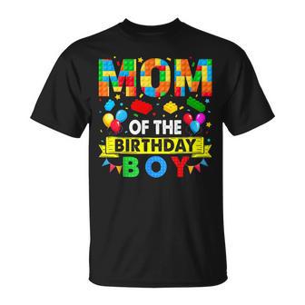 Mom Of The Birthday Boy Master Builder Blocks Toy Building T-Shirt - Thegiftio