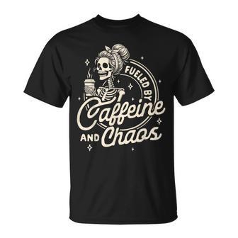 Mom Life Coffee Lover Motherhood Fueled By Caffeine & Chaos T-Shirt - Thegiftio UK