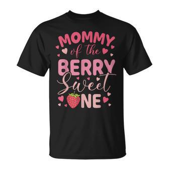 Mommy Of The Berry Sweet One Strawberry First Birthday T-Shirt - Monsterry