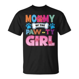 Mommy Of The Paw-Ty Girl Birthday Family Matching Party T-Shirt | Mazezy