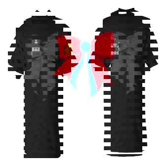 Mongolia Mongolian Pride Flag Girl Coquette Bow Ribbon T-Shirt | Mazezy