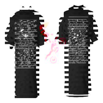 Motocross Santa Claus Dirt Bike Freestyle Ugly Christmas T-Shirt | Mazezy