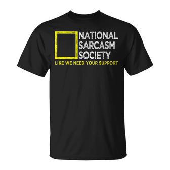 National Sarcasm Society Satirical Vintage Sarcasm T-Shirt - Thegiftio UK