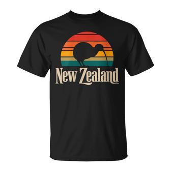 New Zealand Kiwi Bird Vintage Sunset Travel Vacation T-Shirt | Mazezy