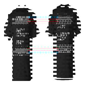 Nice Naughty Sage Christmas Ugly Sweater Style T-Shirt | Mazezy