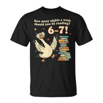 How Many Night A Week Should You Be Reading 67 Teacher Goose T-Shirt - Thegiftio UK
