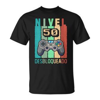Nivel 50 Desbloqueado Gamer 50 Años 1975 50 Cumpleaños Cuello Camiseta unisex - Regaloses