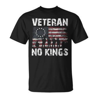 No Kings Vintage America Flag Veterans T-Shirt - Thegiftio UK