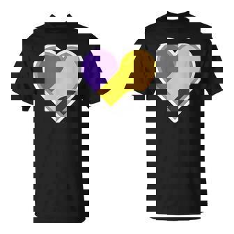 Non Binary Pride Flag Colors Heart Nonbinary Transgender T-Shirt | Mazezy