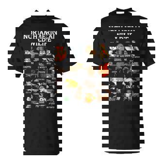 North American Wildlife Nature Camping Educational Animal T-Shirt - Monsterry