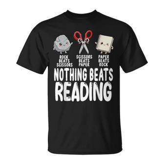 Nothing Beats Reading Rock Paper Scissors Book Lover T-Shirt - Thegiftio UK