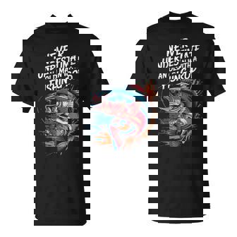 Old Man With A Fishing Rod Fishing Lover Fish Fisherman T-Shirt | Mazezy