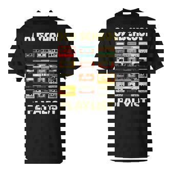 Old School Playlist Cassettes Vintage Mix Tapes Classic Fun T-Shirt - Monsterry