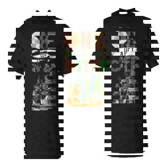 One Happy Sister Camper First Birthday Camping Bear Sister T-Shirt - Thegiftio