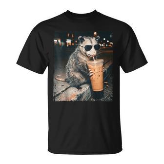 Opossum Drinking Iced Coffee Possum Meme Women T-Shirt | Seseable CA