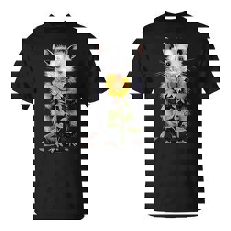 Opossum Sunflower T-Shirt - Monsterry