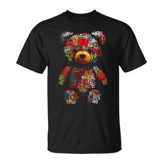 Oso Texto Arte Divertido Colorido Animal Arte Oso Camiseta unisex - Regaloses