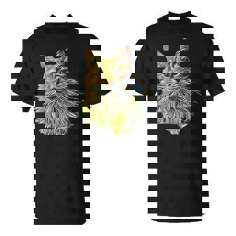 Painted Cat Art Siberian Cat Long Haired Cat Tank Top T-Shirt | Mazezy