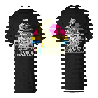 Pansaurus T Rex Dinosaur LGBTQIA Ally Bisexual Pride Month Tank Top T-Shirt | Mazezy