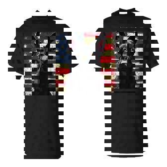 Patriotic Black German Shepherd Usa American Flag Dog Lover T-Shirt - Monsterry