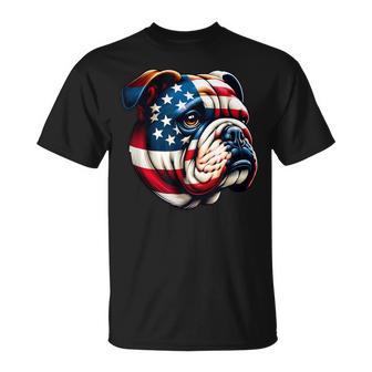 Patriotic English Bulldog Lover Owner American Usa Flag T-Shirt - Thegiftio UK