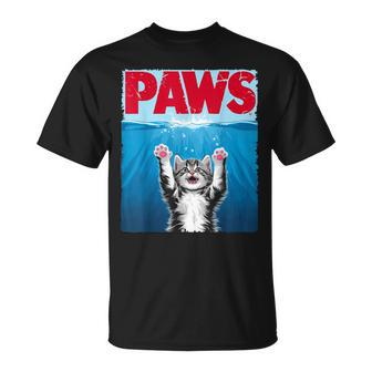 Paws Divertida Para Amantes De Los Tiburones Y Gatos Camiseta unisex - Regaloses