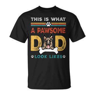 This Is What A Pawsome Dad Look Likes Germanhepherd Dog Maglietta - Novitaregali