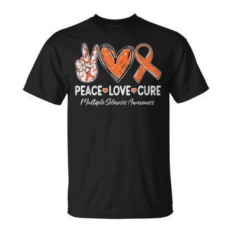 Peace Love Cure Multiple Sclerosis Ms Awareness Support T-Shirt - Thegiftio UK