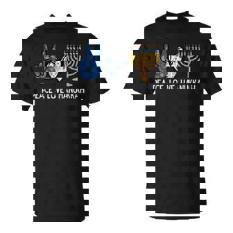 Peace Love Hanukkah Chanukah Menorah Jewish Men Women Kids T-Shirt | Mazezy