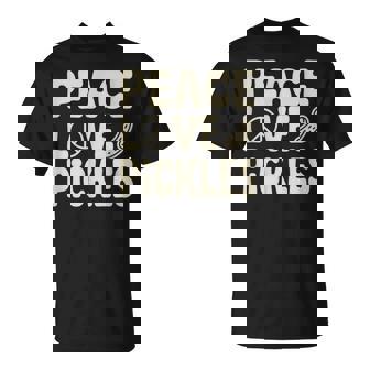 Peace Love Pickles Retro Hippie Dill Cucumber T-Shirt | Mazezy