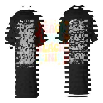 Peace Love Slacklining 60s 70s Hippie Retro Slackliner T-Shirt | Mazezy