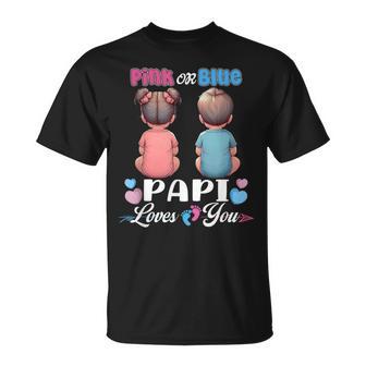 Pink Or Blue Papi Loves You Baby Gender Reveal Party T-Shirt | Mazezy