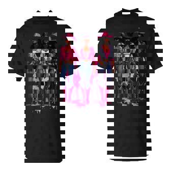 Pink Cowgirl Black Western Rodeo Boots Graphic T-Shirt - Thegiftio