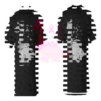 Pink Ribbon Cartoon Brontosaurus For Breast Cancer Awareness Tank Top T-Shirt | Mazezy