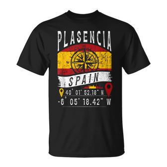 Plasencia Bandera España Coordenadas Gps De Plasencia Camiseta unisex - Regaloses