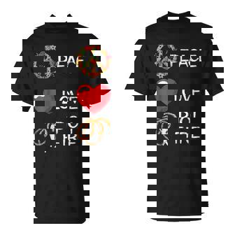 Poi Fire Love Peace Fire Dancing Pyro Dancer Fire Spinning T-Shirt | Mazezy