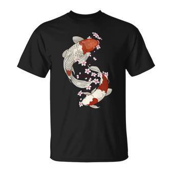 Poisson Koï Japonais Et Fleurs De Cerisier À Deux Côtés T-Shirt - Cadeauxyz
