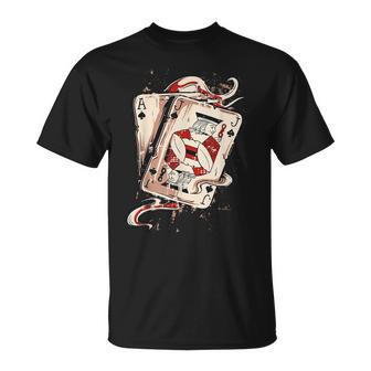 Poker Hand Ace And Jack Playing Cards Blackjack T-Shirt - Thegiftio UK