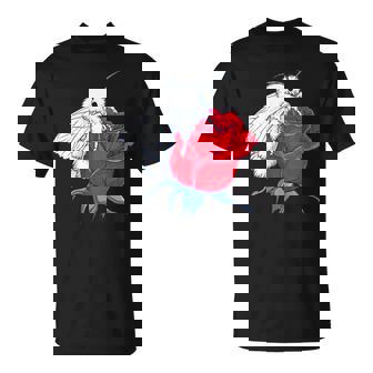 Poodle Moth On Rose Flower Nature Wildlife Art T-Shirt | Mazezy