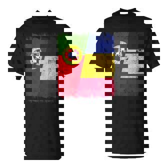 Portugal Romania Half Flag Portuguese Romanian Heritage T-Shirt | Mazezy